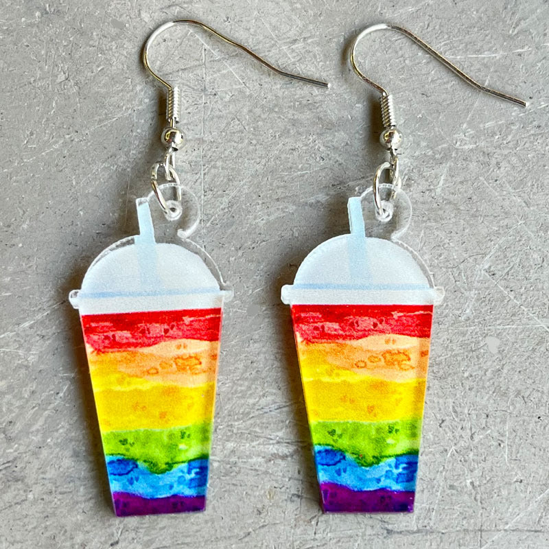 Wholesale 2 Pairs/Pack Rainbow Game Machine Acrylic Earrings